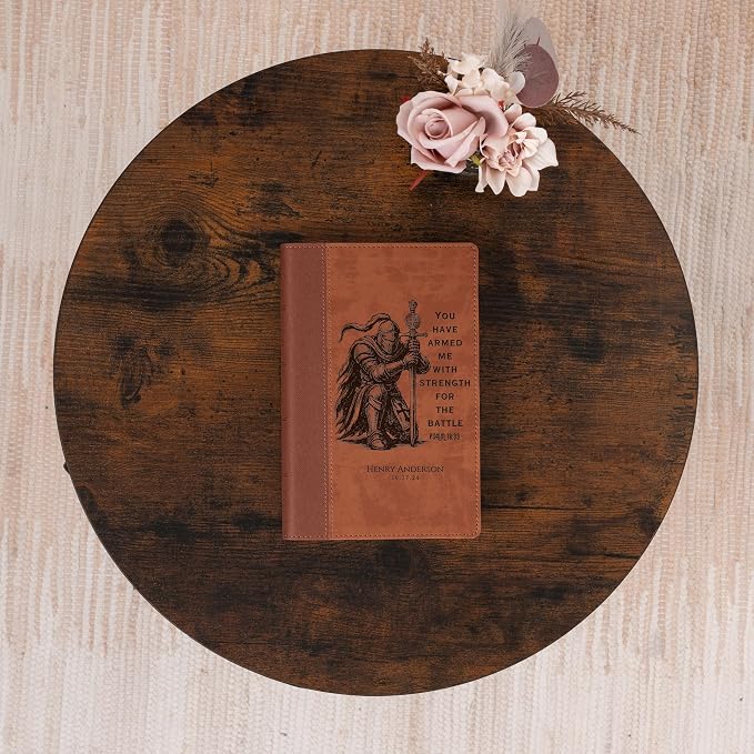 Personalized NIV Large-Print Bible, Custom Bible Engraved Name, Warrior Knight Design, Christian Gift, Baptism Gift, Bible Gift for Him