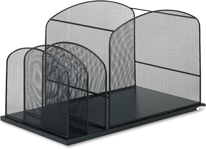 Safco 3259BL Onyx Mesh Hanging File with 2 Vertical Sections, Black