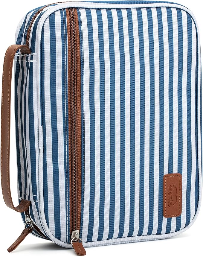 Mr. Pen- Bible Cover Case, Carrying Book Case with Durable Handle and Zippered Pocket, Bible Protective Church Bag for Men & Women, Christian Gifts, Blue Stripes