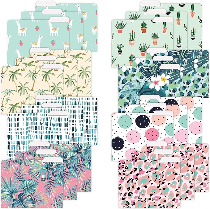 Better Office Products Decorative File Folders, 24 Pack, 8 Designs, Heavyweight, Letter Size (9.5" x 11.5") with 1/3 Cut Tab, Cute & Fun Modern Designs, Fashion Folders