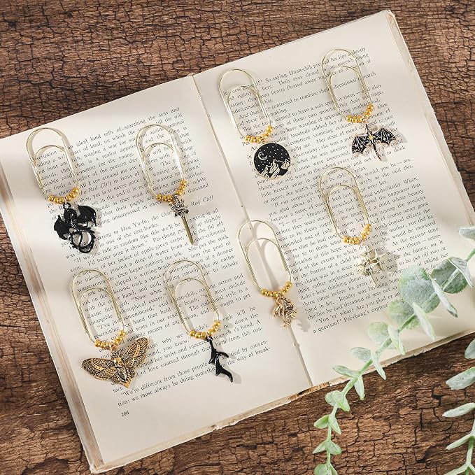 Fantasy Acotar Dragon Bookmark - 8 Pcs Cool Metal Large Paper Clips Gifts Unique Paperclips Planner Accessories for Reading Book Lovers Men Women Students Teachers Birthday School Supplies
