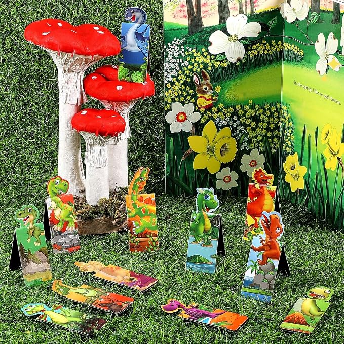Sepamoon 12 Pcs Dinosaur Magnetic Bookmarks, Cute Page Markers for Classroom Rewards, Teacher Prize Supplies, Reading Incentives, Party Favors, Book Lovers Gifts Bulk