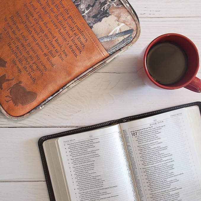 Dicksons Camo Hunters Prayer Brown Large Canvas Zippered Bible Cover with Handle
