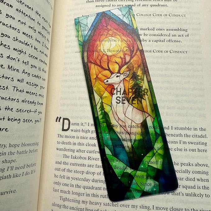 TwoDays Fantasy Stained Glass Art Transparent PVC Bookmarks, Dark Romance Merch for Readers, Romantasy Inspired Bookish Gifts for Book Lovers Booktok, Book Accessories (Set of 3, 6'' x 2'')