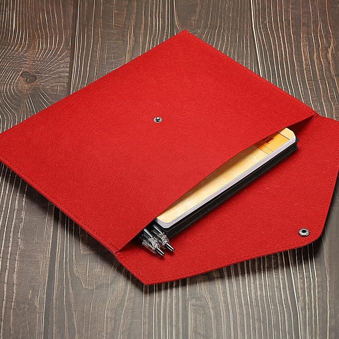 PATIKIL File Bag Felt Folder 2 Pack A4 Envelope Document Storage Pouch Organizer for Office Business, Red