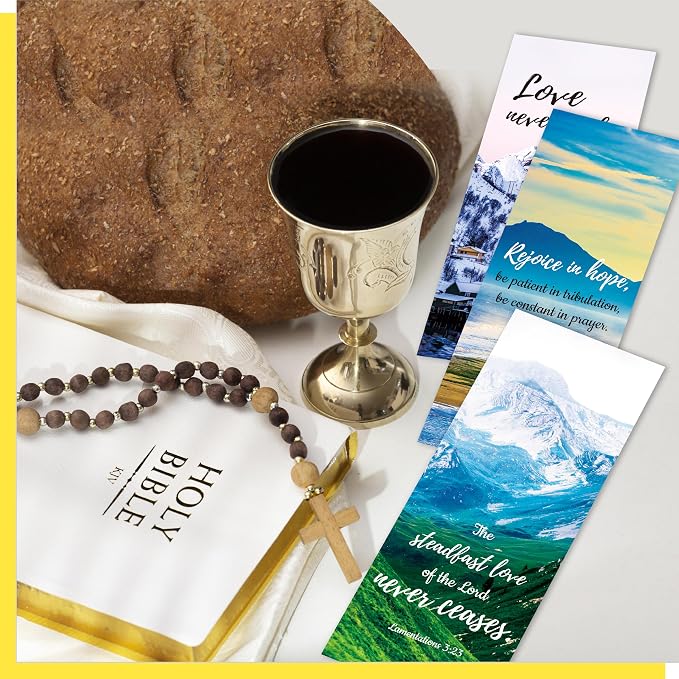120 PCS Bible Bookmarks with 30 Designs, Double Sided Printing, Christian Motivational Verses for Women, Men, Church & Office Supplies, Book Lovers (2.4 inch x 6.1 inch)