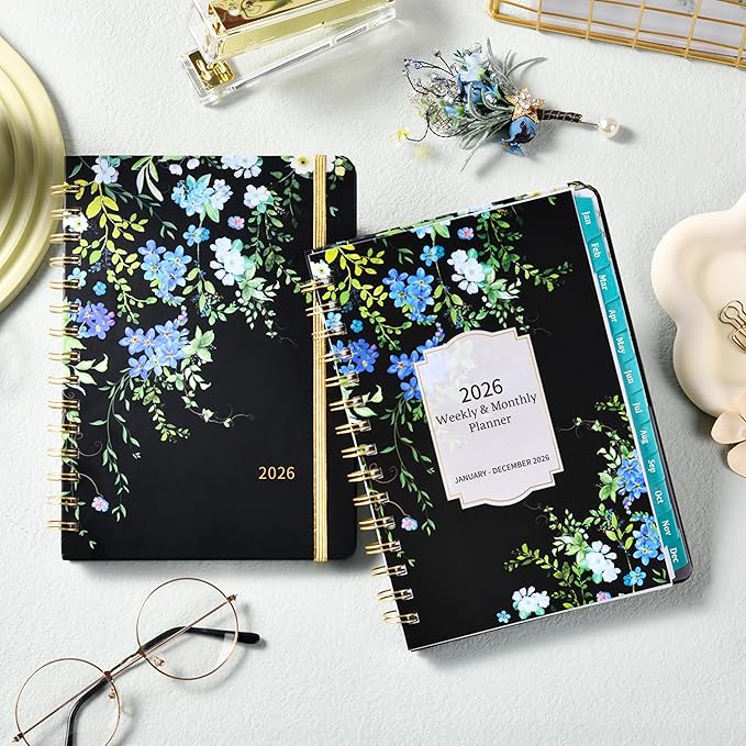 2026 Planner - Weekly & Monthly Planner/Calendar 2026, JAN. 2026 - DEC.2026, 6.4" x 8.5", with Tabs, Sturdy Cover, Premium Paper, Back Pocket, Strong Twin-wire Binding