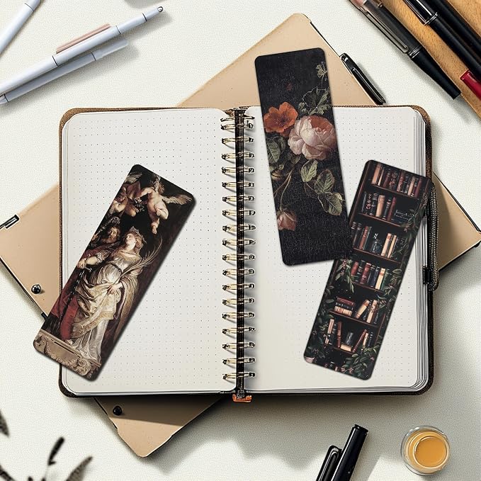 TwoDays Dark Academia Bookmarks for Women, Dark Romance Stuff for Book Lovers, Moody Gothic Book Accessories for Bookish. (Set of 10, 6'' x 2'')