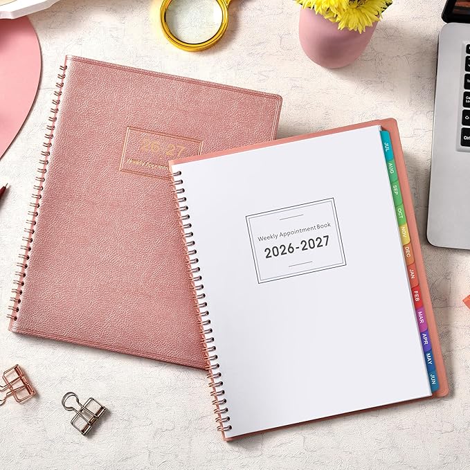 2026-2027 Appointment Book/Planner - Weekly Appointment Book 2026-2027, Jul.2026 - Jun.2027, 9"x 11", Daily/Hourly Planner 26-27, Planners with Colorful Tabs, Leather Cover, 15-Minute Interval