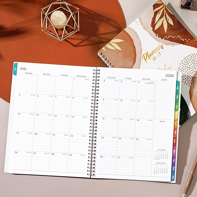 2026-2027 Weekly and Monthly Planner/Calendar - Academic Planner 2026-2027, JUL 2026 to JUN 2027, 12 Colorful Tabs, 9" x 11" Twin-Wire Binding, Inner Pocket