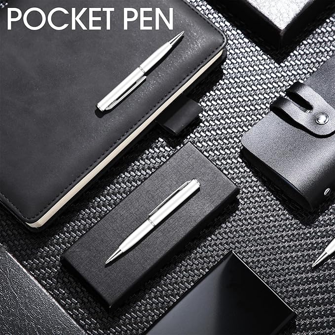 Chinco 16 Pcs Mini Pen 3 Inch Tiny Short Pen for Pockets Notebook Metal Small Ballpoint Bulk for Boss Notepads Notebooks Business Trip Office School Supplies