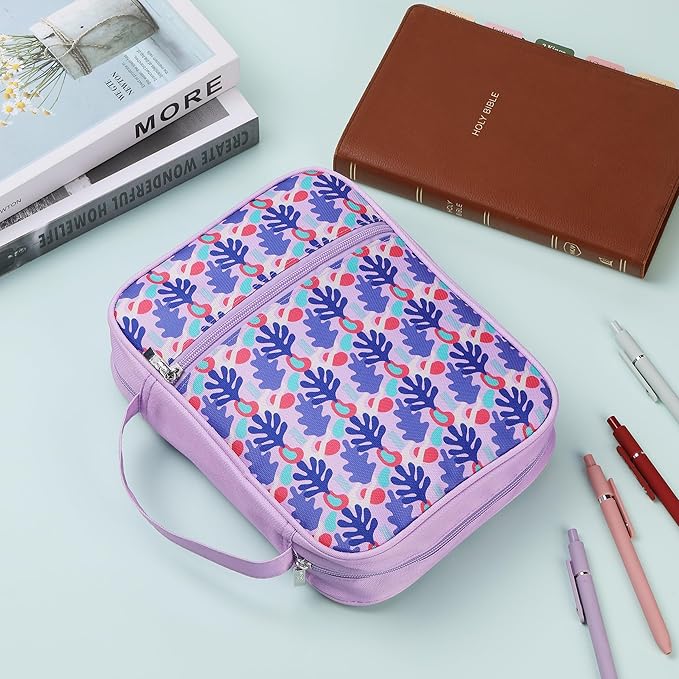 Mr. Pen- Bible Cover Case, Carrying Book Case with Durable Handle and Zippered Pocket, Bible Protective Church Bag for Men & Women, Christian Gifts, Petal Harmony, Mothers Day Gift