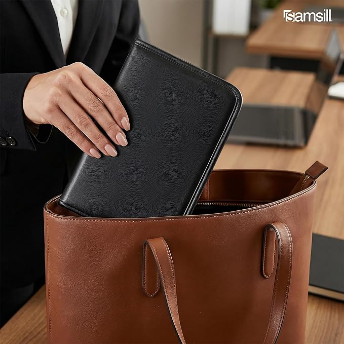 Samsill Professional Padfolio, Faux-Leather Mini Portfolio, with 5 x 8 Writing Pad, Black