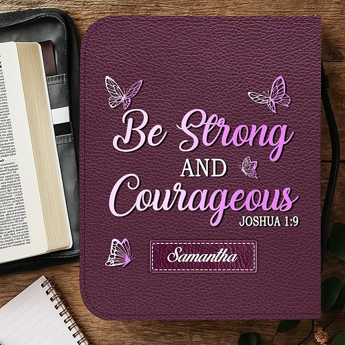 Personalized Bible Cover for Men, Christian Bible Case PU Leather, Jeus Bags Religious Appreciation Gifts for Women Girls Daughter Christian with Handle Zipper (BIBLE-08, M-2XL)