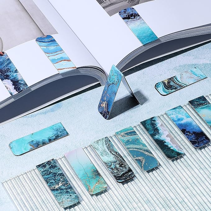Zonon 24 Pcs Ocean Magnetic Bookmarks Summer Blue Magnet Page Markers Page Clip Funny Bookmark Gifts for Graduation Reading Lover Women, Men Classroom Prize Graduation Party Favors