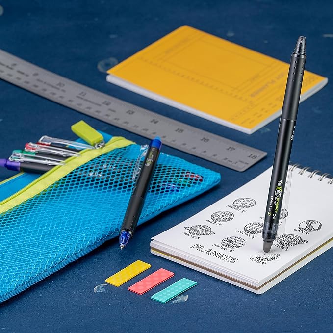 Pilot, FriXion Synergy Clicker Erasable, Refillable, Retractable Gel Ink Pens, Extra Fine Point 0.5 mm, Pack of 12, Blue Ink