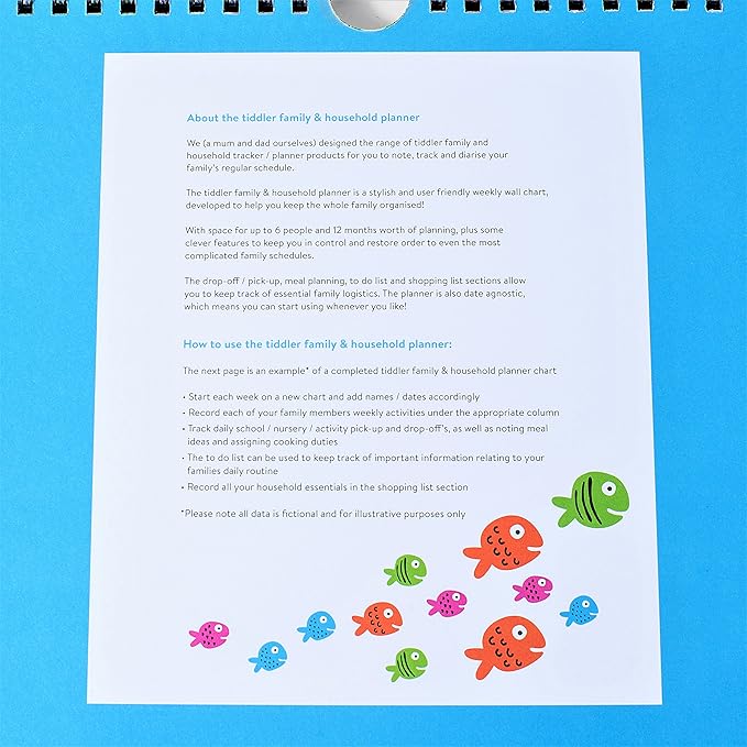 tiddler family & household planner | Undated Weekly Family Organizer/Planner Calendar | Clever Layout in A4 Size (11.7" x 8.3") | Space For 6 People & 1 Years Planning | Features (Fabulous Fairies)