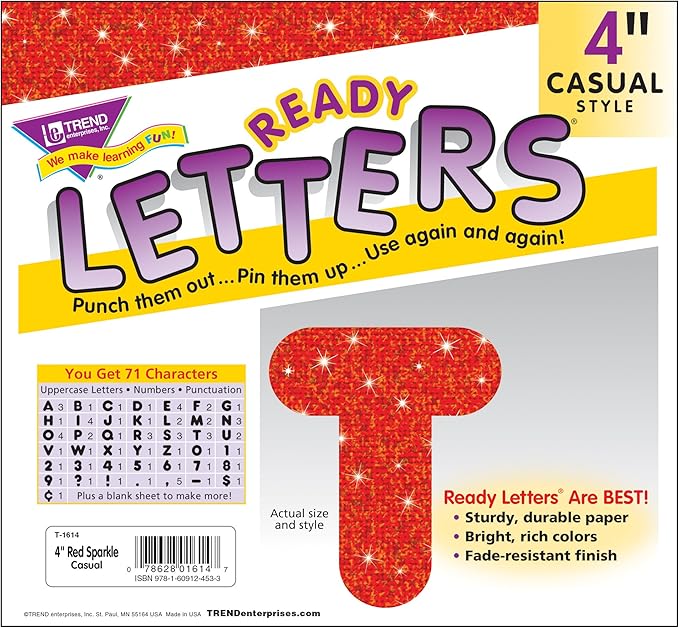 TREND Ready Letters® - Casual Font Uppercase 4" Sparkle