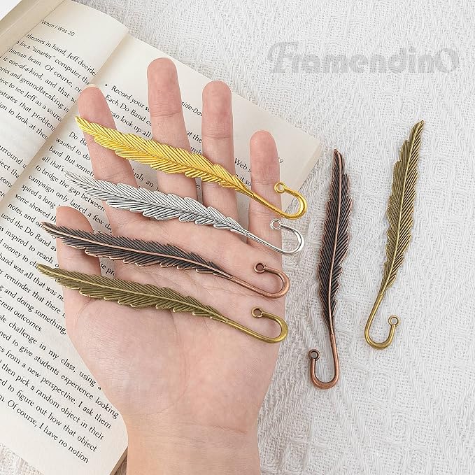 Framendino, 30 Pack Feather Metal Bookmarks Shaped Bookmark for Birthday Gifts