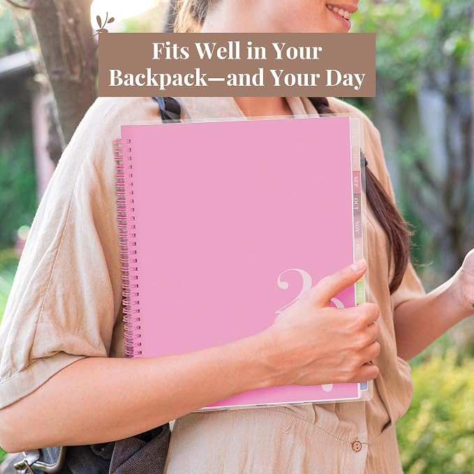 Rileys Academic Planner 2026-2027, Daily, Weekly & Monthly Planner, July 2026 - June 2027, Student Notes Pages, Twin-Wire Binding, Weekly Agenda for School & Work (8.5 x 11-Inches, Classic, Pink)