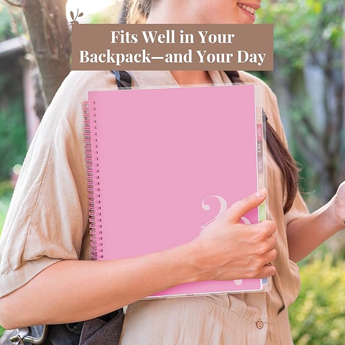 Rileys Academic Planner 2026-2027, Daily, Weekly & Monthly Planner, July 2026 - June 2027, Student Notes Pages, Twin-Wire Binding, Weekly Agenda for School & Work (8.5 x 11-Inches, Classic, Pink)