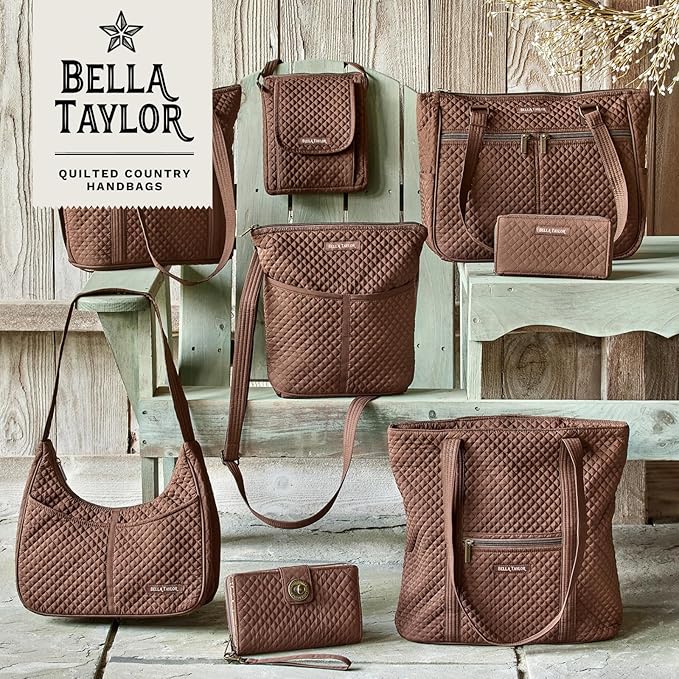 Bella Taylor Quilted Bible Cover for Women - Large Study Bible Case - Chocolate Brown
