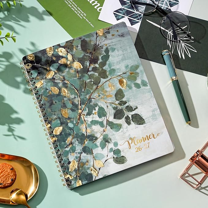 Planner 2026-2027 - Academic Planner 2026-2027, Jul. 2026 - Jun. 2027, 9''x11'', 26-27 Planners Weekly and Monthly with Tabs, Pocket, Twin-wire Binding - Art Leaves