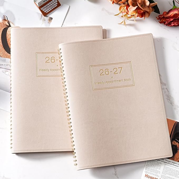 Appointment Book 2026-2027 - Daily Hourly Planner 2026-2027, July 2026 - June 2027, 8.5" x 11", 26-27 Weekly Appointment Planner with 15-Minute Interval, Flexible Soft Cover, Colorful Tabs - Off-White
