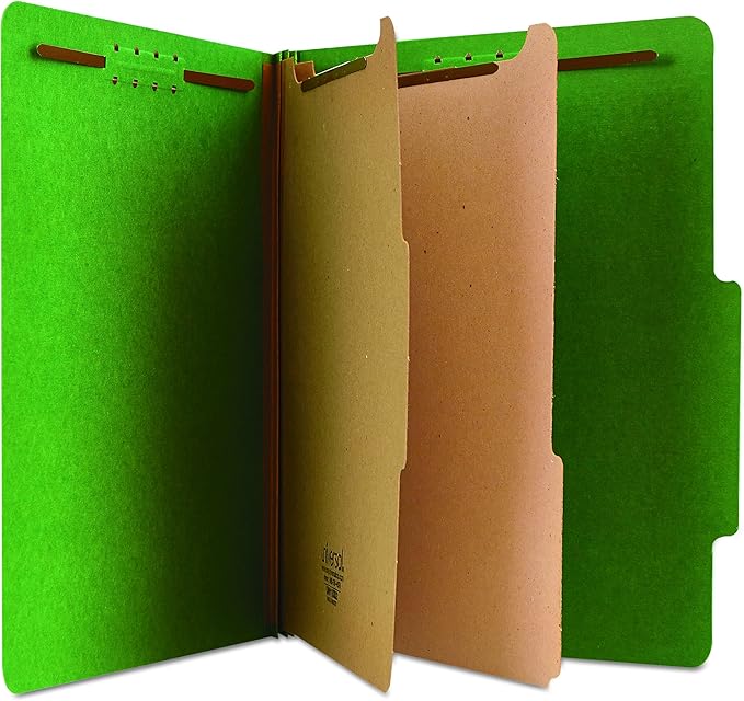 Universal 10302 Pressboard Classification Folders, Letter, Six-Section, Emerald Green (Box of 10)