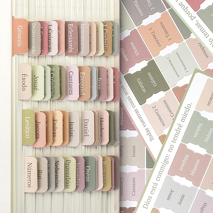Mr. Pen- Spanish Bible Tabs, 75 pcs, Boho Theme, Laminated Bible Tabs for Women and Men