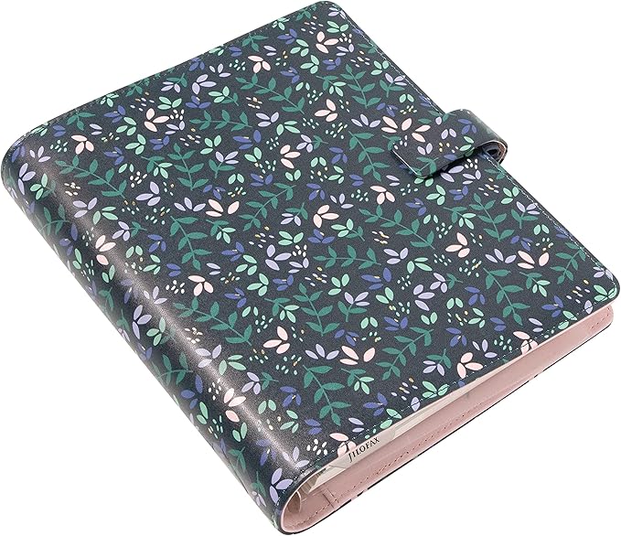 Filofax Garden Organizer, A5 Size, Dusk - Leather-Look, Gold Foil Accents, Six Rings, Week-to-View Calendar Diary, Multilingual, 2025 (C028739-25)
