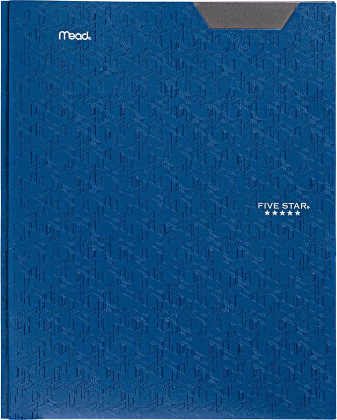 Five Star 2-Pocket Folder, Plastic Folder with Stay-Put Tabs and Prong Fasteners, Holds 8-1/2" x 11" Paper, Pacific Blue (72115)