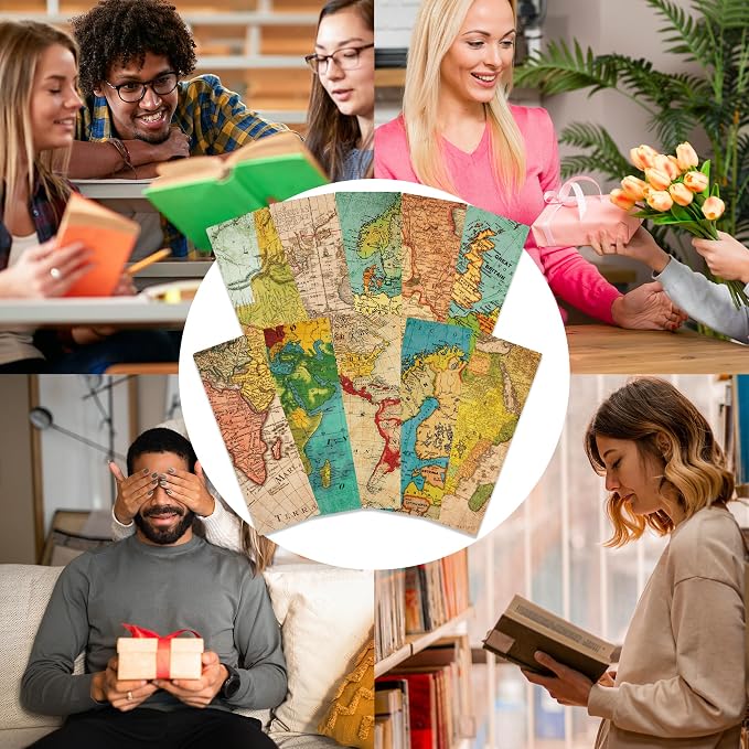 Vintage Bookmark Bulk Gifts - 100 Pcs World Map Paper Bookmarks for Women Students Men Book Lovers Retro Page Marks School Office Reading Accessories Bookish Gift for Birthday Christmas