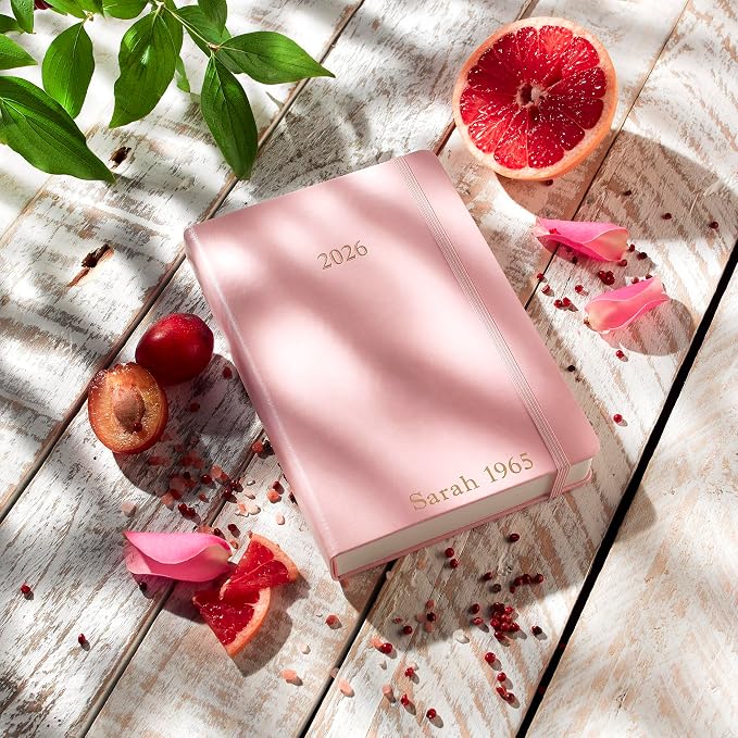 Wykeham's Executive 2026 Daily Journal Planner – US Public Holidays & Format – Customization Available (Personalized Rose, 8.5" x 5.5")