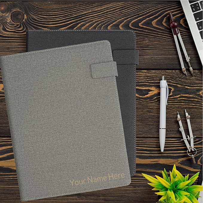 Personalized Portfolio Gift for Men, Office Gifts for Men Coworker Employee Staff Clerk, Padfolio Folder with Pocket & Card Holders, Birthday Gift for Men Husband Boyfriend Son Dad Fathers Day Husband