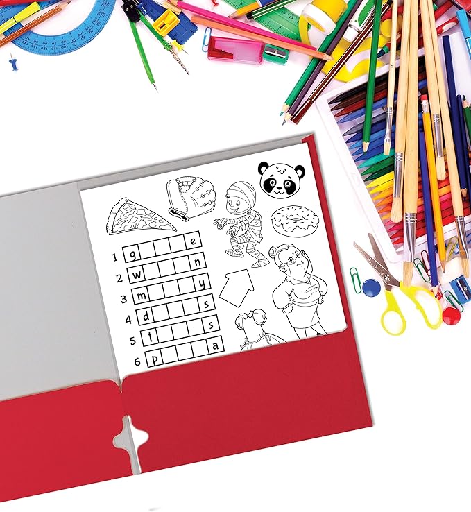 Better Office Products Two Pocket Portfolio Folders, 50-Pack, RED, Letter Size Paper Folders, 50 Pieces, Red