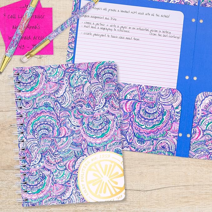Lilly Pulitzer 3-Pack Pocket Folder Set, Colorful Letter Size Document Organizers, Folders Come Hole Punched to Fit Binders, Shell Me Something Good (Assorted)