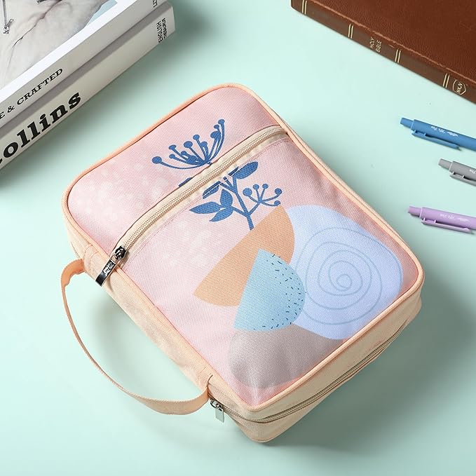 Mr. Pen- Bible Cover Case, Carrying Book Case with Durable Handle and Zippered Pocket, Bible Protective Church Bag for Men & Women, Christian Gifts, Coral Mist