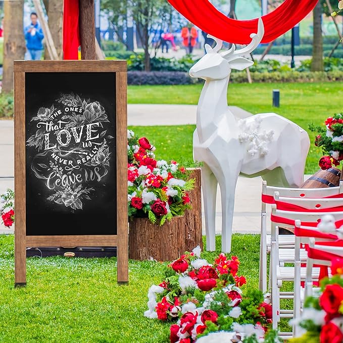 SELEAD Magnetic A-Frame Chalkboard Easel Sign - Large 40" x 20" Rustic Sandwich Chalk Board Signs Outdoor Double Sided Sidewalk Pizarra for Business, Wedding, Menu