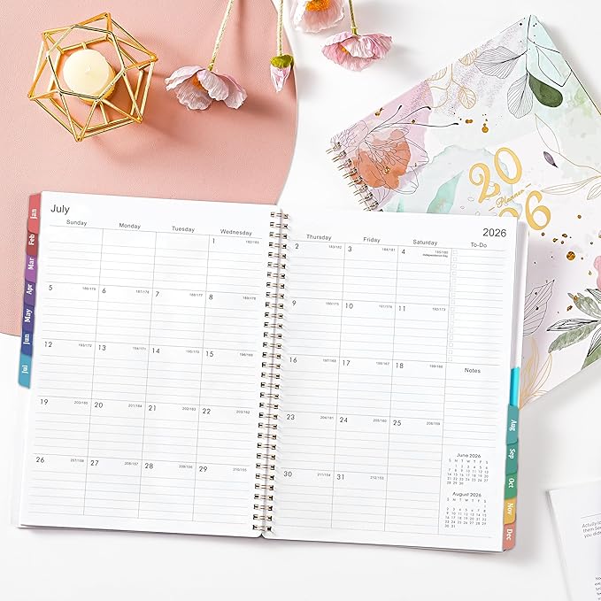 2026 Planner - 2026 Weekly and Monthly Planner, Jan.2026 - Dec.2026, Weekly and Monthly Planner 2026, 9" x 11", Calendar Planner, Colorful Tabs, Back Pocket, Perfect Daily Organizer - Floral