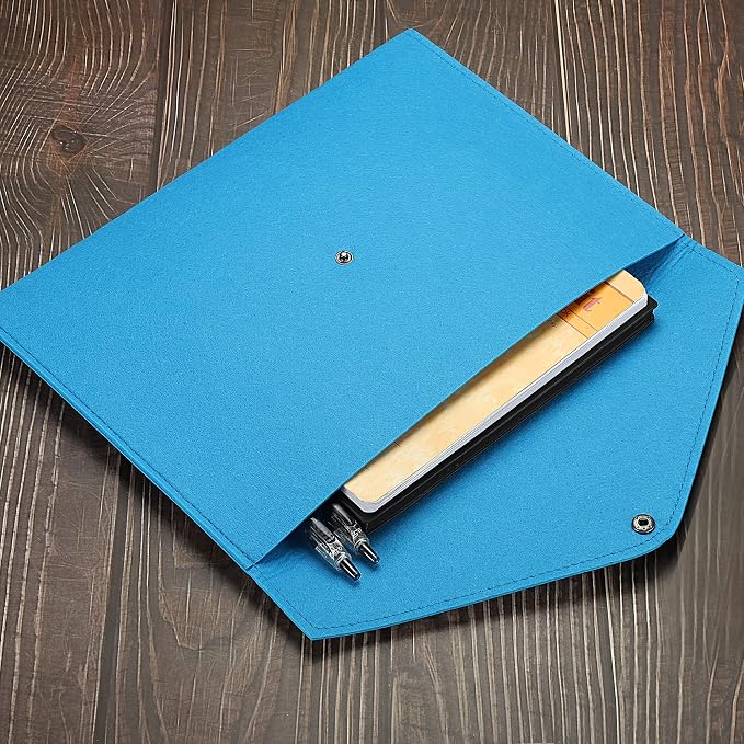 PATIKIL File Bag Felt Folder 2 Pack A4 Envelope Document Storage Pouch Organizer for Office Business, Blue