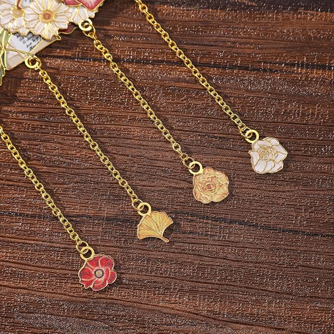 4 Pieces Metal Bookmark, Hollow Flower Book Mark for Book Lovers, Vintage Bookmarks for Reading Women, Men, Teacher, Students