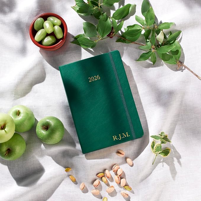 Wykeham's Executive 2026 Daily Journal Planner – US Public Holidays & Format – Customization Available (Personalized Racing Green, 8.5" x 5.5")