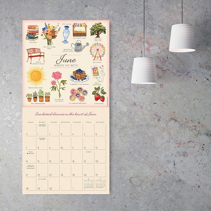 Moments that Matter 2026 Wall Calendar, 12-Month Inspirational Watercolor Art & Motivational Quotes by Brooklyn Swenson, 12" × 12" with Large Grids for Home or Office