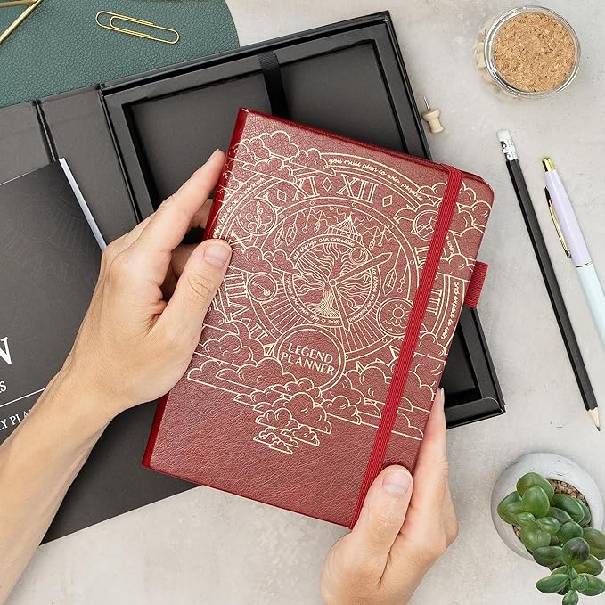 Legend Weekly Planner Premium – Undated Weekly, Monthly & Budget Planner – Life Organizer for Time Management & Productivity, A5 (Wine Red)