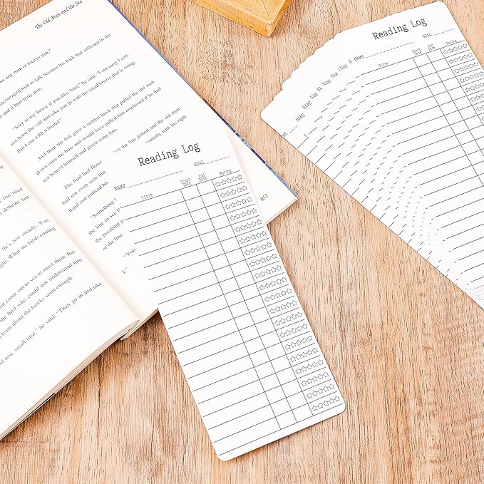Mabor 12Pcs Reading List Bookmark Fun Library Cards Blank Reading Journal Bookmark Book Read Accessories for Book Lovers Read Chart for Students Adults