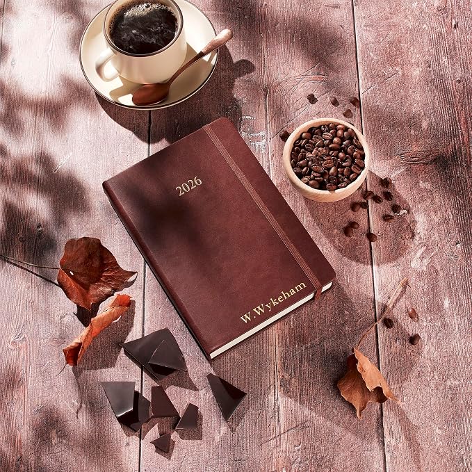 Wykeham's Executive 2026 Daily Journal Planner – US Public Holidays & Format – Customization Available (Personalized Conker, 8.5" x 5.5")