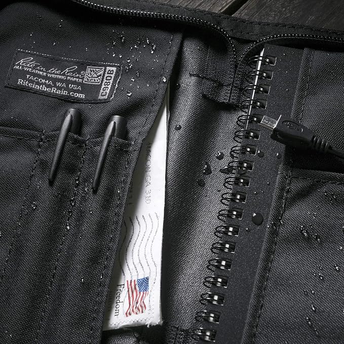 Rite in the Rain Weatherproof CORDURA Fabric Notebook Cover, 5.5" x 8.5", Black Cover (No. C980B)