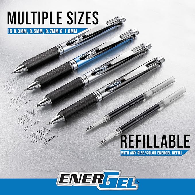 Pentel EnerGel Inspire Love/Teach/Hope, (0.7mm) Medium Line, Black Ink, Pack of 3 (BL77INSPBP3M1)