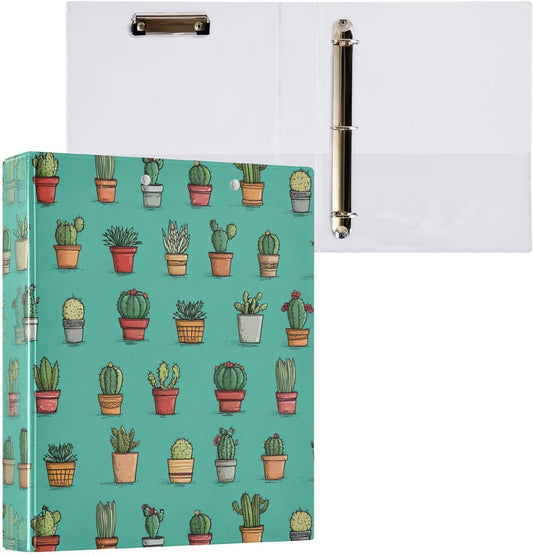 Elevate Your Deskterior: The Cute and Durable Cactus 3-Ring Binder for Perfect Organization